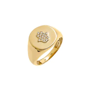 Diamond Pave Hamsa Signet Pinky Ring 14K