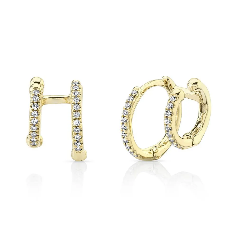 Double Huggie Hoop Earrings