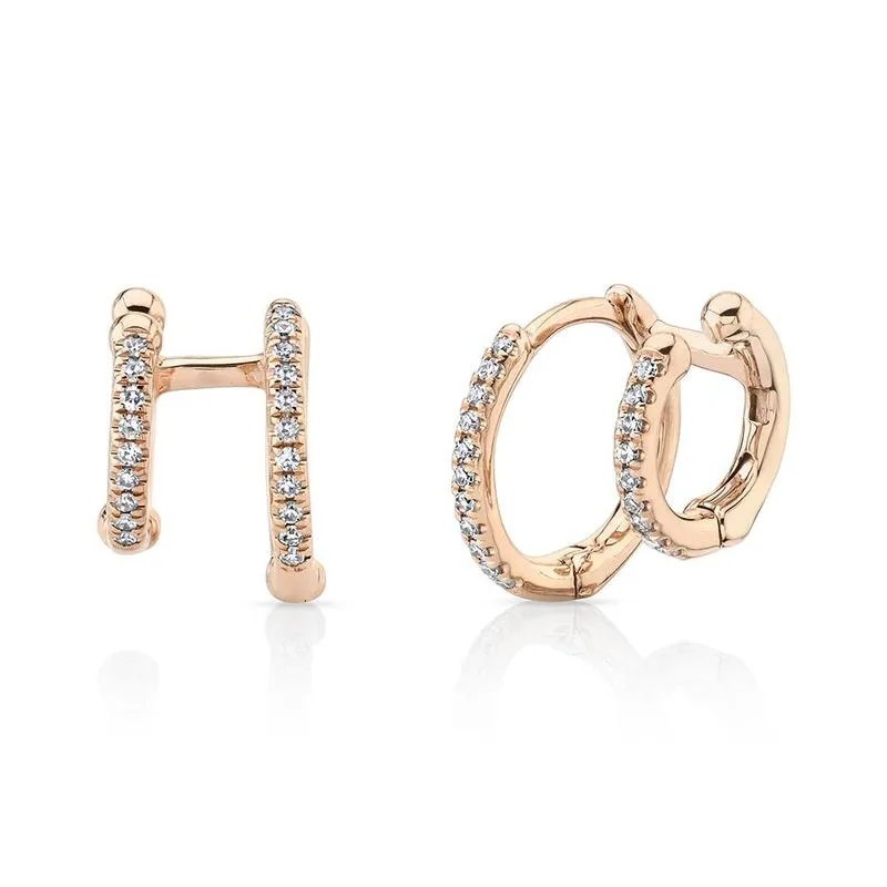 Double Huggie Hoop Earrings