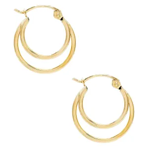 Double Mini Hoop Earring 14K