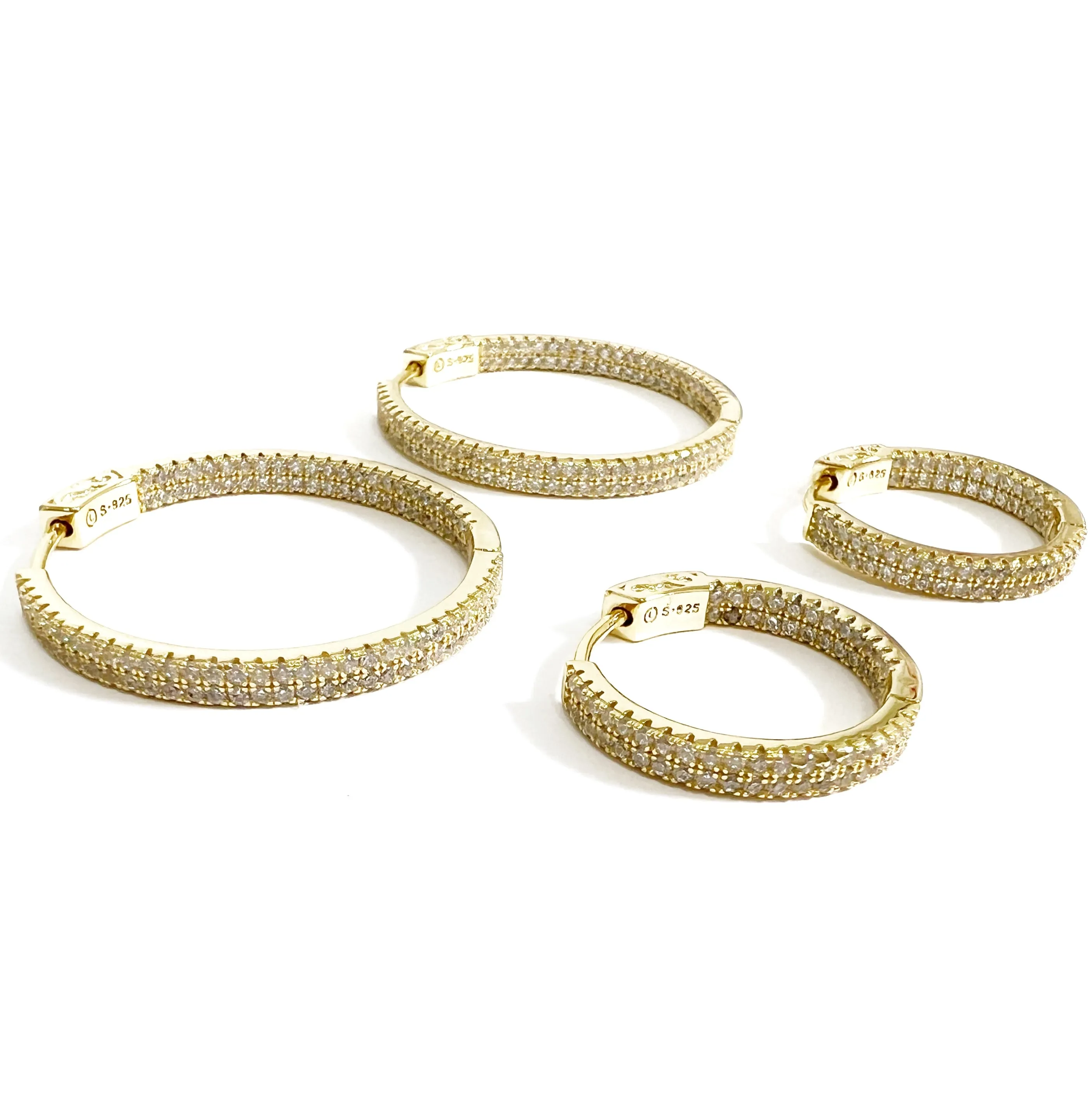 Double Row Pave Hoops