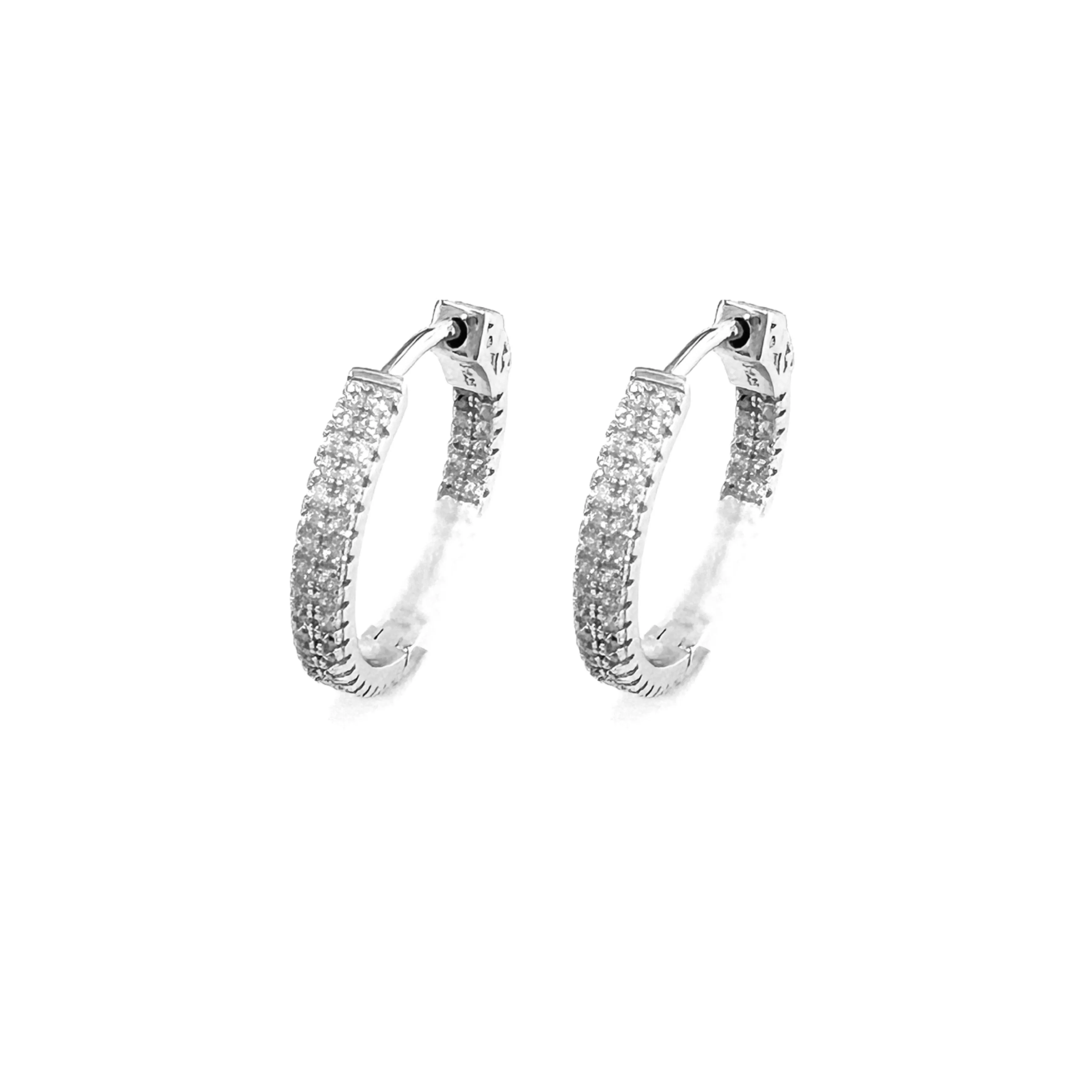 Double Row Pave Hoops