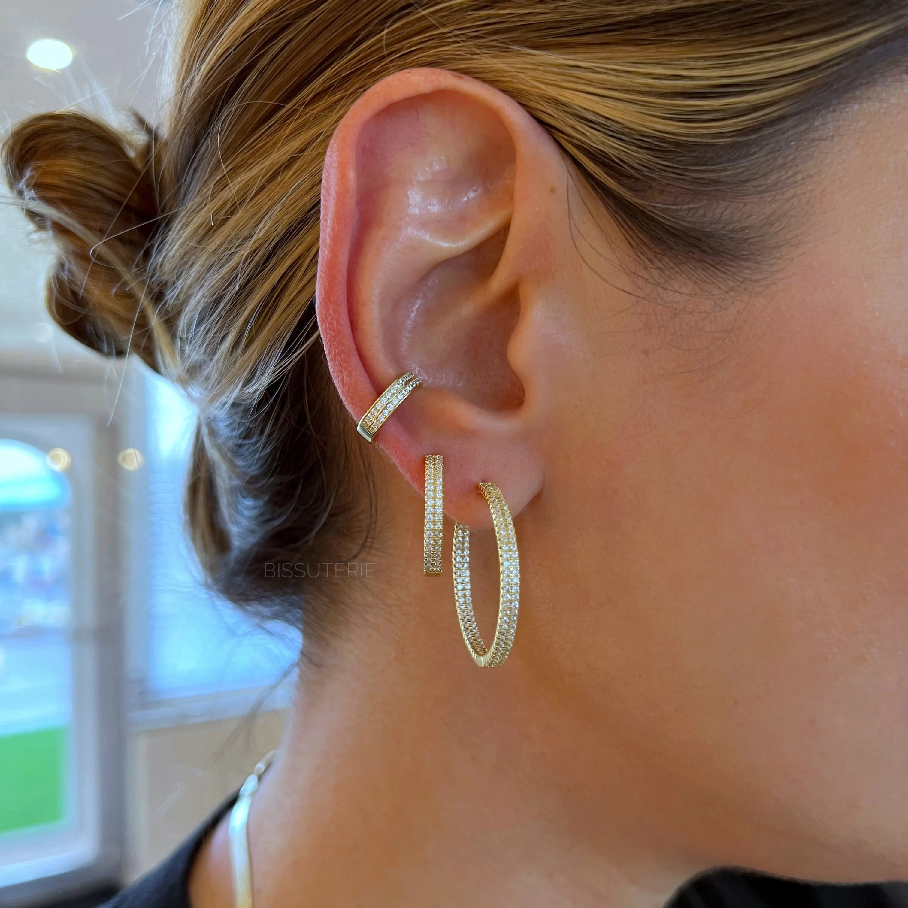 Double Row Pave Hoops