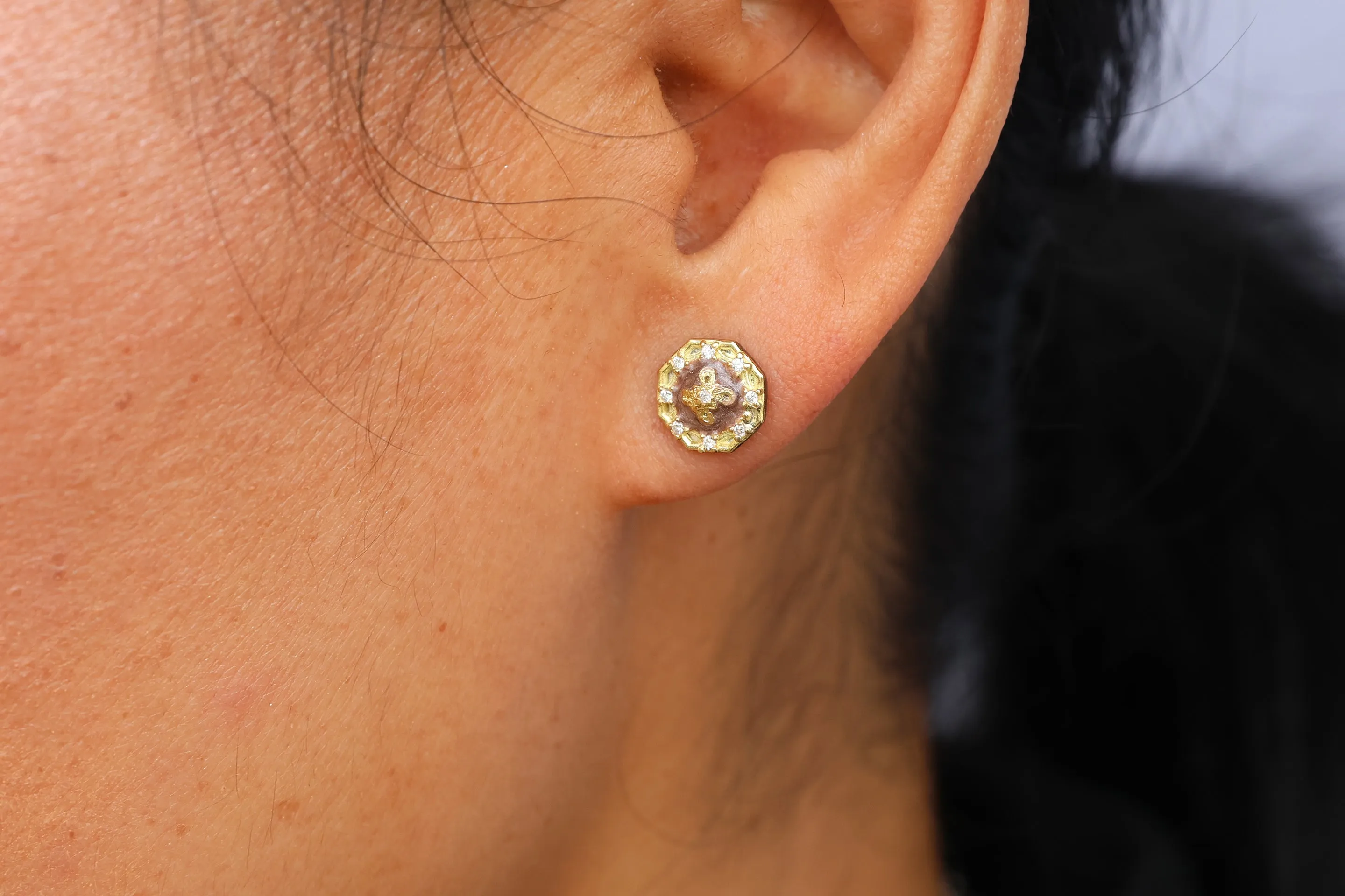 DUSTY ROSE ENAMEL STUD EARRINGS