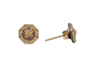 DUSTY ROSE ENAMEL STUD EARRINGS