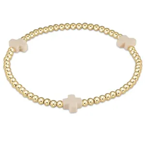 egirl Signature Cross Gold 3mm Bead Bracelet Off White