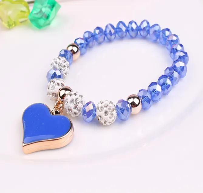 Elastic Crystal Heart Bracelets