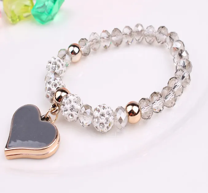 Elastic Crystal Heart Bracelets