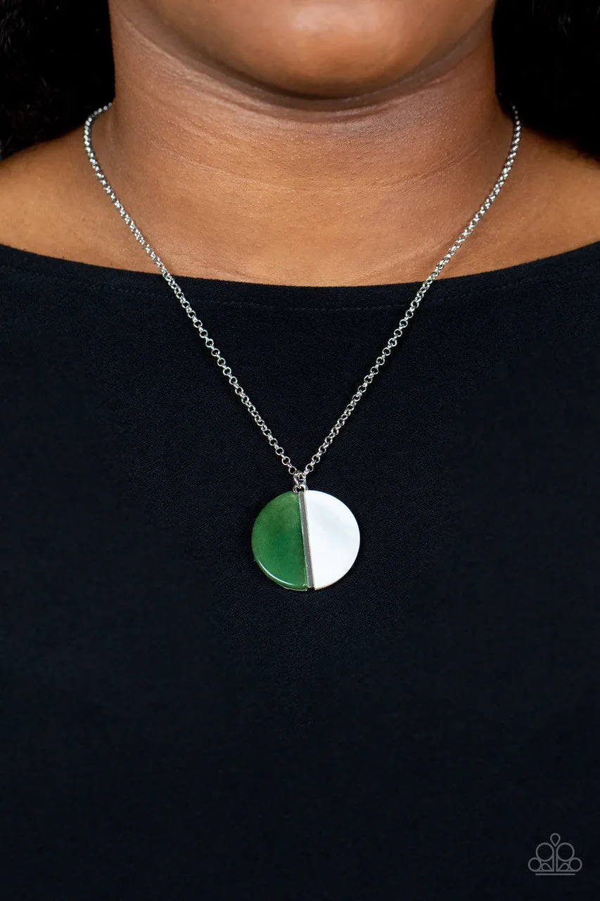 Elegantly Eclipsed Green Jade Paparazzi Short Circular Necklace