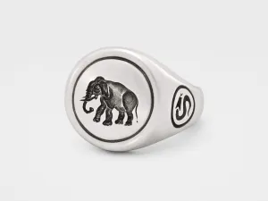 Elephant Signet Ring in Sterling Silver