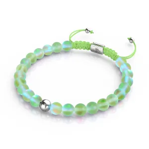 Emerald | Silver | Mermaid Glass Macrame Bead Bracelet