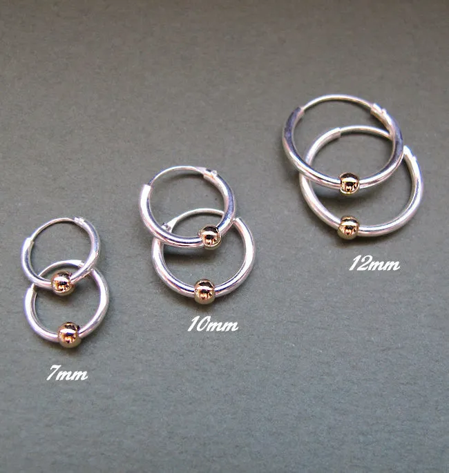 Endless Hoop Earrings with Balls - Small Hoos