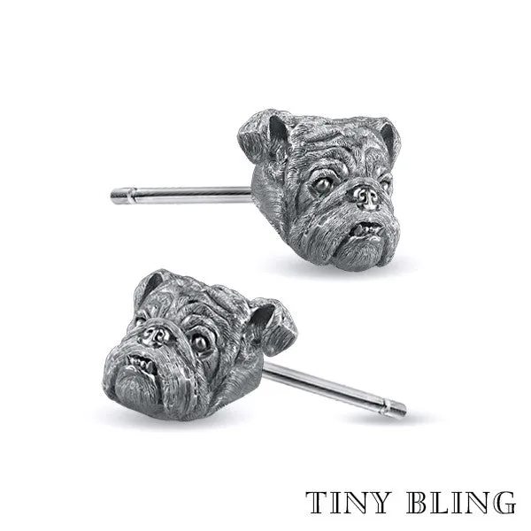 English Bulldog Face Earring Studs