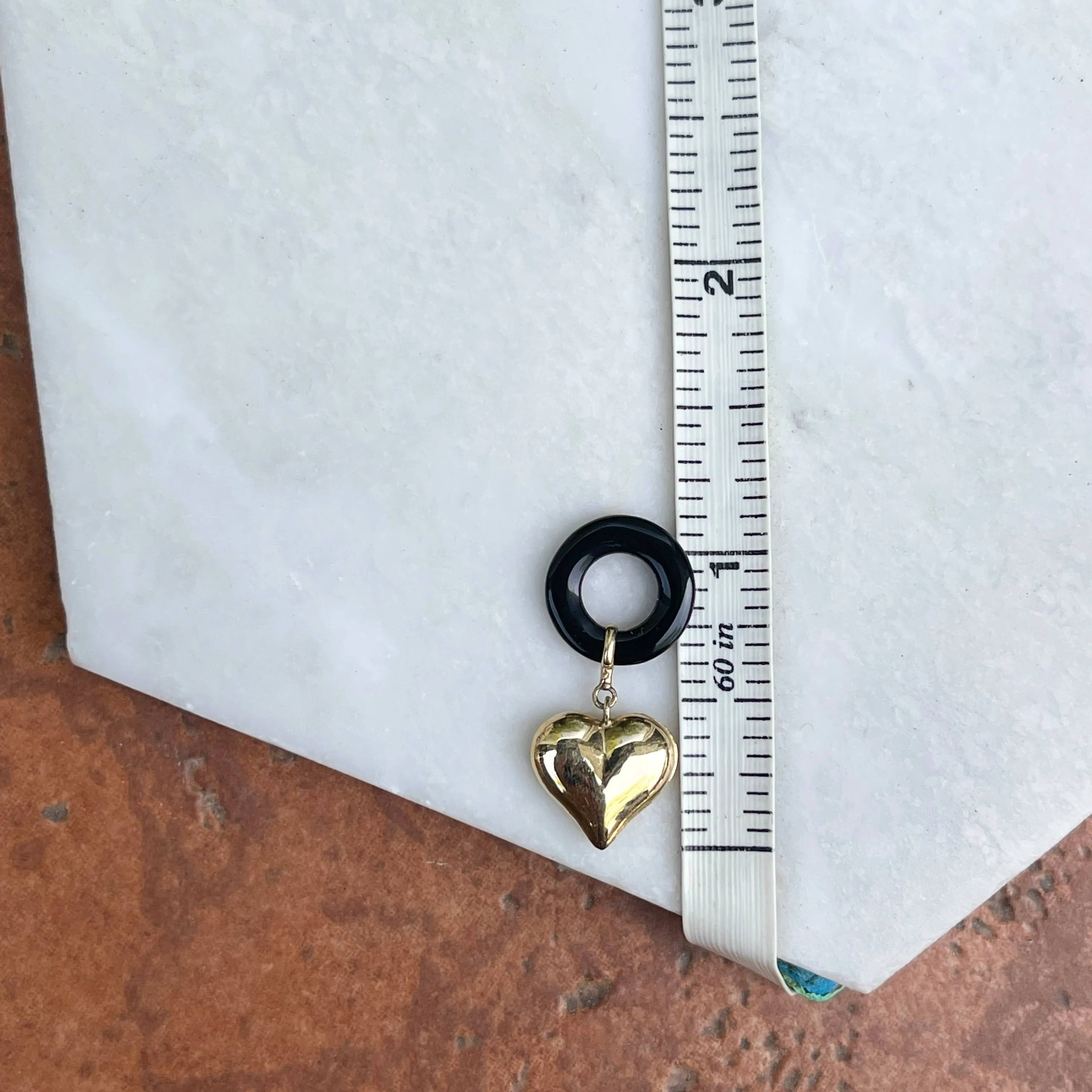 Estate 14KT Yellow Gold Black Onyx   Heart Earring Charms