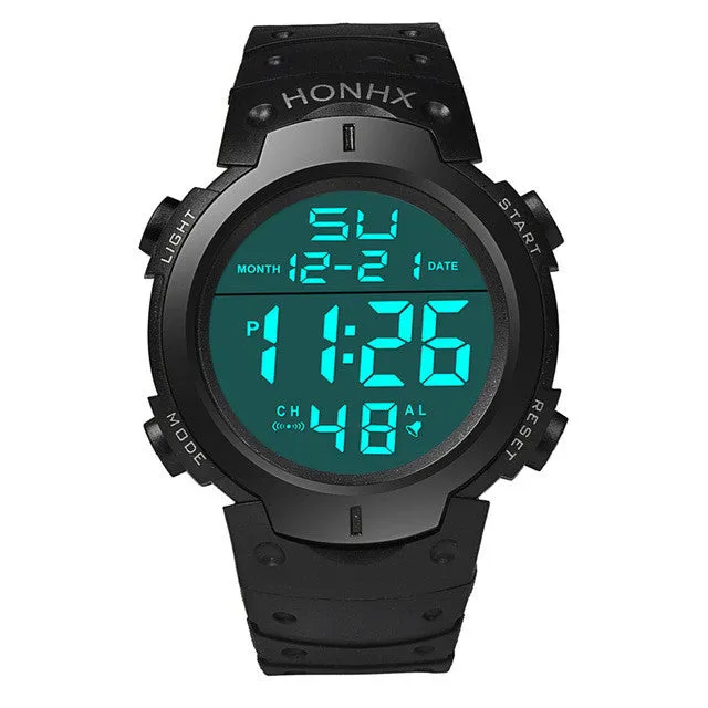 Fashion New Brand HONHX Water Resistant Watch Men's Boy LCD Digital Stopwatch Date Rubber Sport Wrist Watch