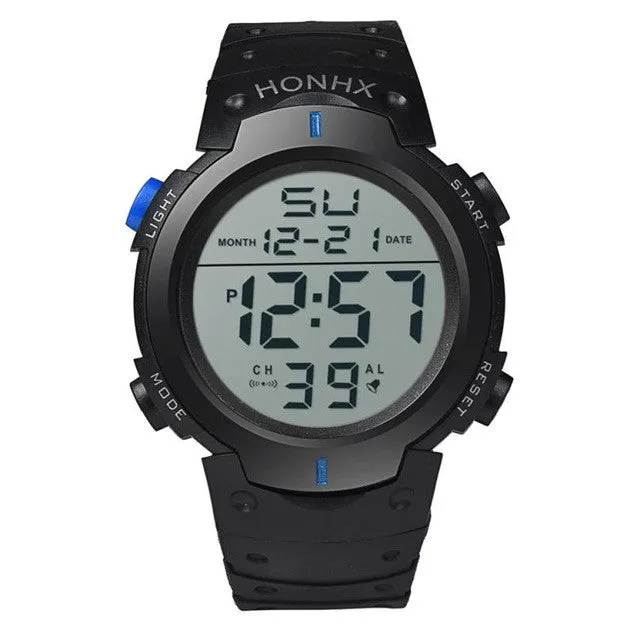Fashion New Brand HONHX Water Resistant Watch Men's Boy LCD Digital Stopwatch Date Rubber Sport Wrist Watch