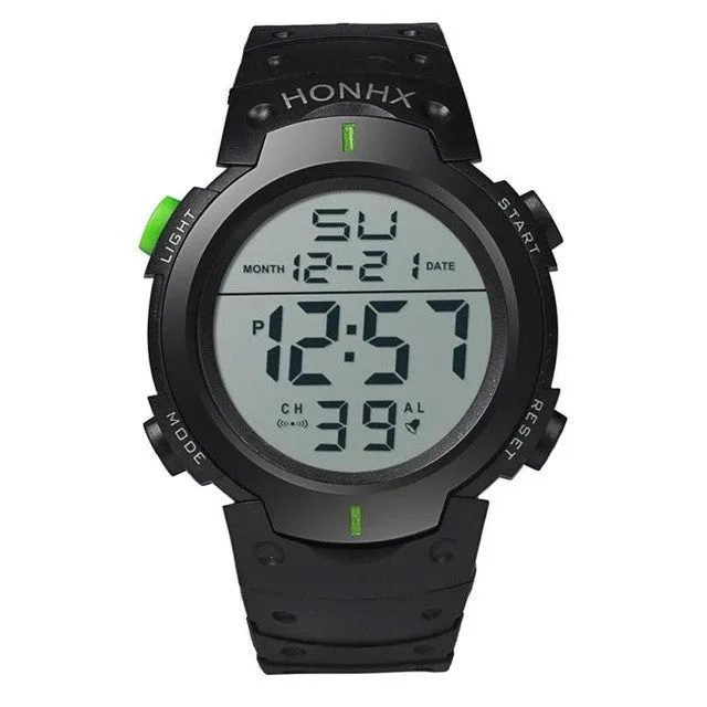Fashion New Brand HONHX Water Resistant Watch Men's Boy LCD Digital Stopwatch Date Rubber Sport Wrist Watch