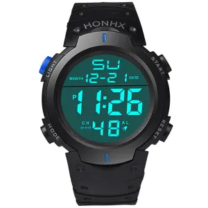 Fashion New Brand HONHX Water Resistant Watch Men's Boy LCD Digital Stopwatch Date Rubber Sport Wrist Watch