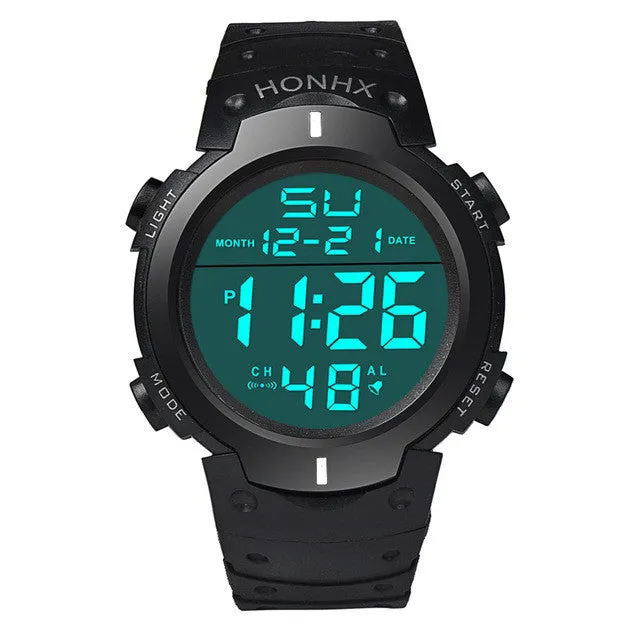 Fashion New Brand HONHX Water Resistant Watch Men's Boy LCD Digital Stopwatch Date Rubber Sport Wrist Watch