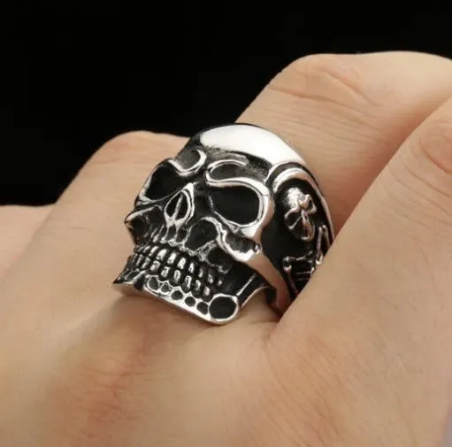 Fashion Ring Stainless Steel Rings For Man Big Tripple Skull Ring Punk Biker Jewelry
