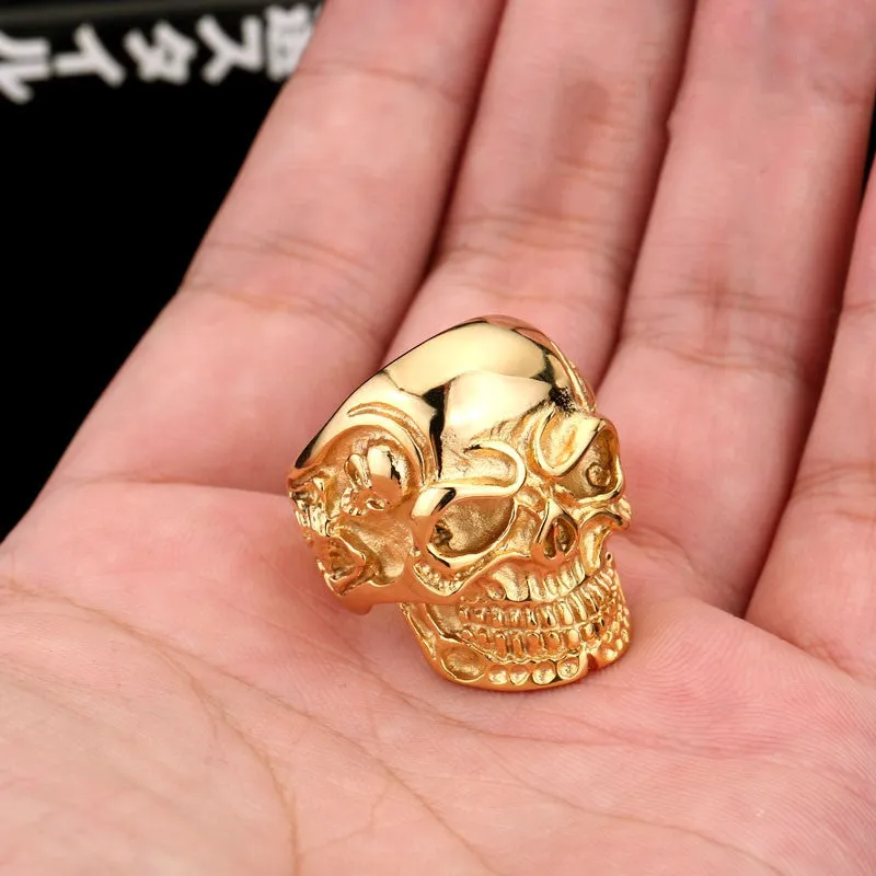 Fashion Ring Stainless Steel Rings For Man Big Tripple Skull Ring Punk Biker Jewelry