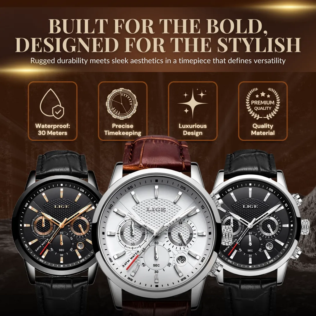 Fashionable Military Leather Watch | Stylish and Durable
