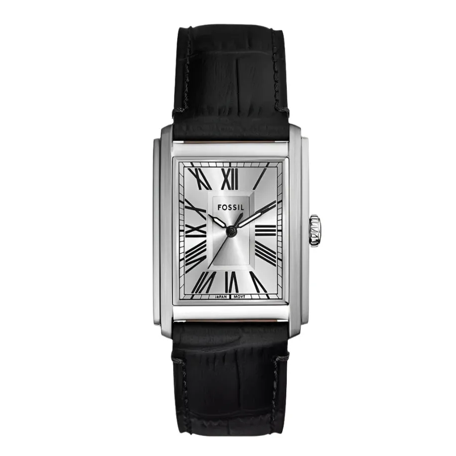 Fossil Carraway Gents Three-Hand Black Croco Leather Watch