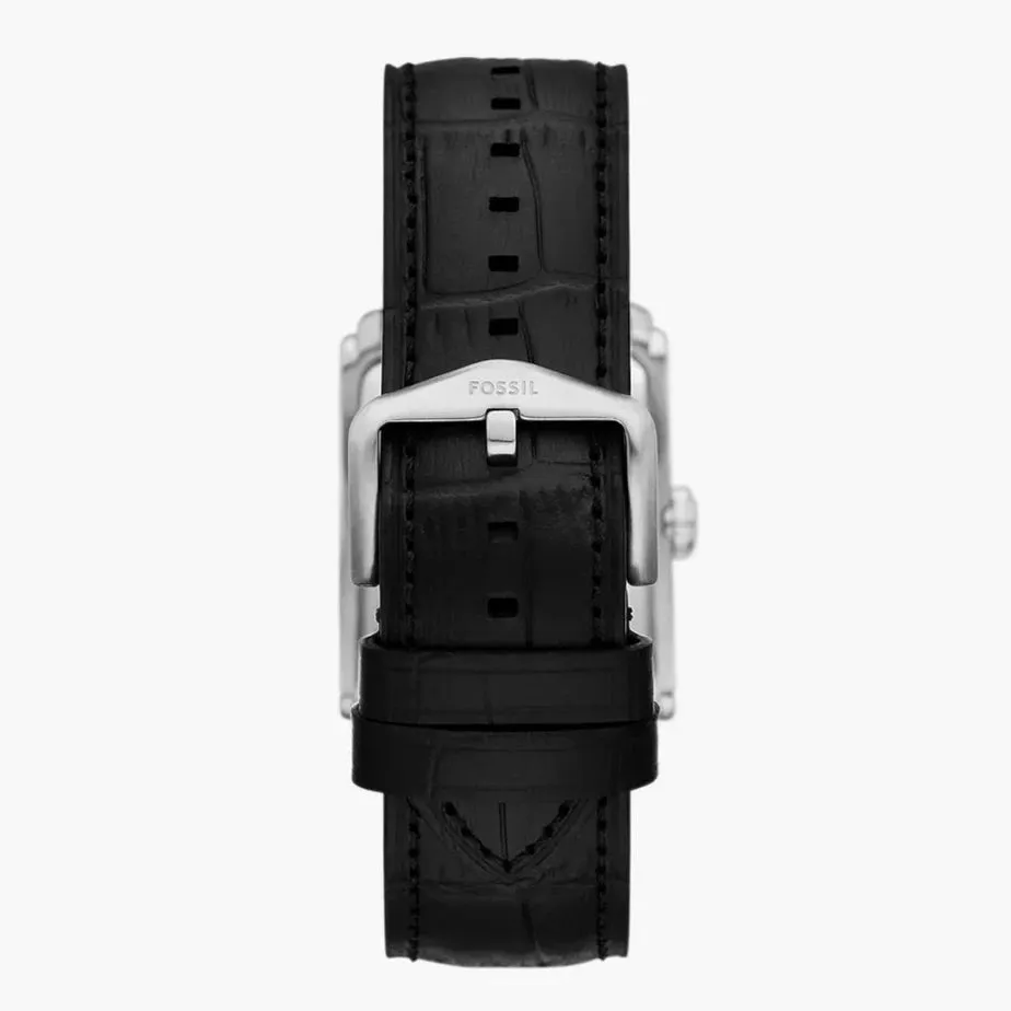 Fossil Carraway Gents Three-Hand Black Croco Leather Watch