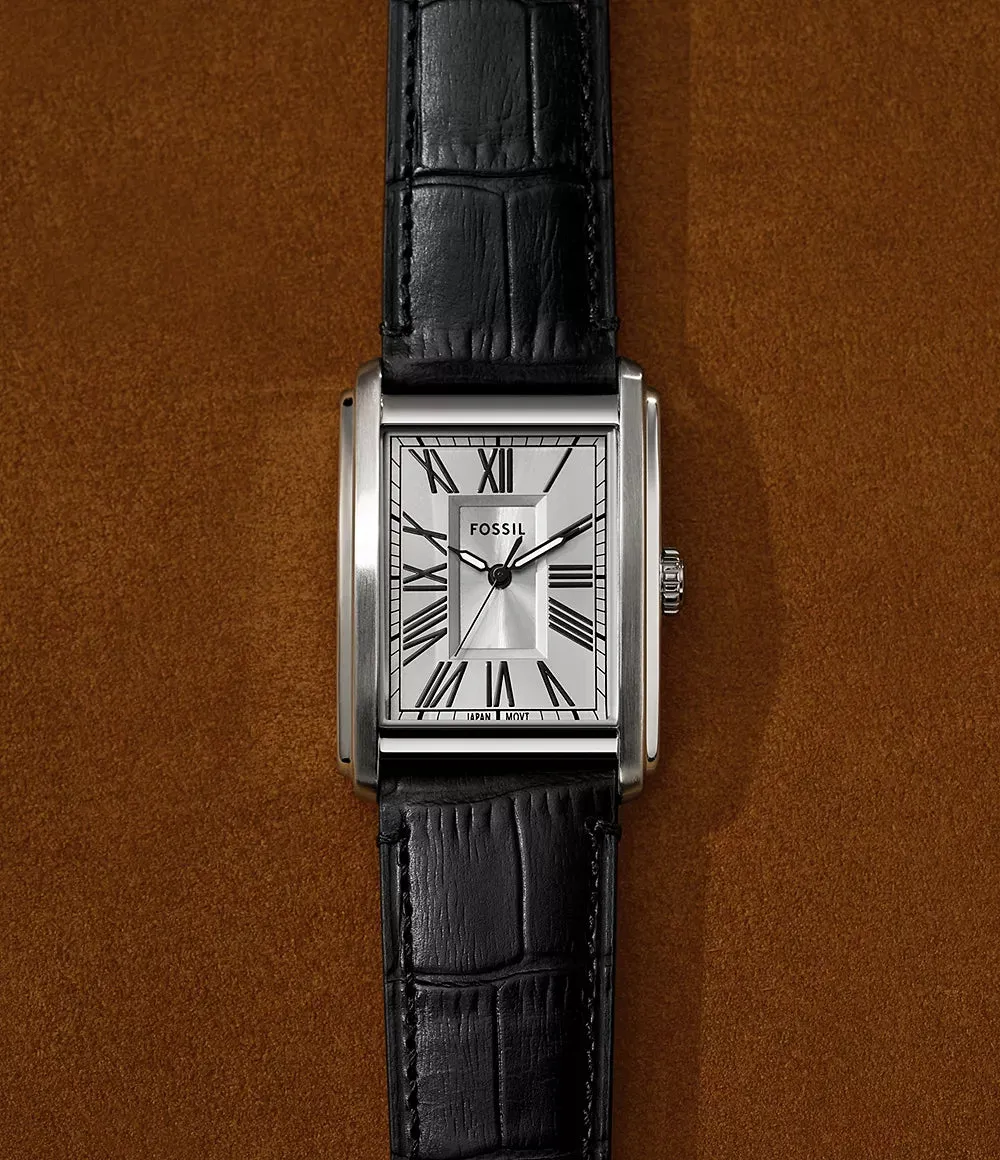 Fossil Carraway Gents Three-Hand Black Croco Leather Watch