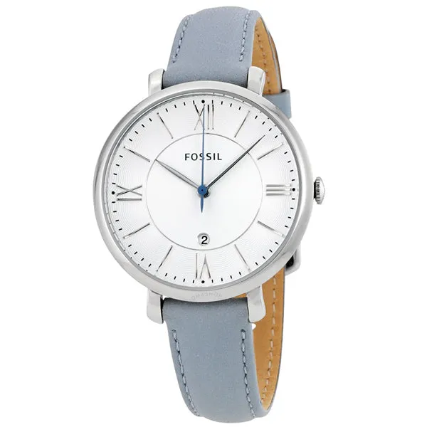 Fossil Jacqueline Blue Leather Strap White Dial Quartz Watch for Ladies - ES3821