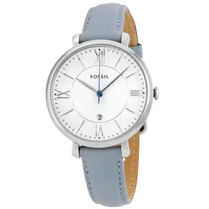 Fossil Jacqueline Blue Leather Strap White Dial Quartz Watch for Ladies - ES3821