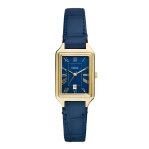 Fossil Raquel Ladies Three-Hand Date Navy Croco LiteHide™ Leather Watch