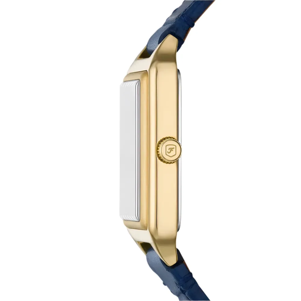 Fossil Raquel Ladies Three-Hand Date Navy Croco LiteHide™ Leather Watch