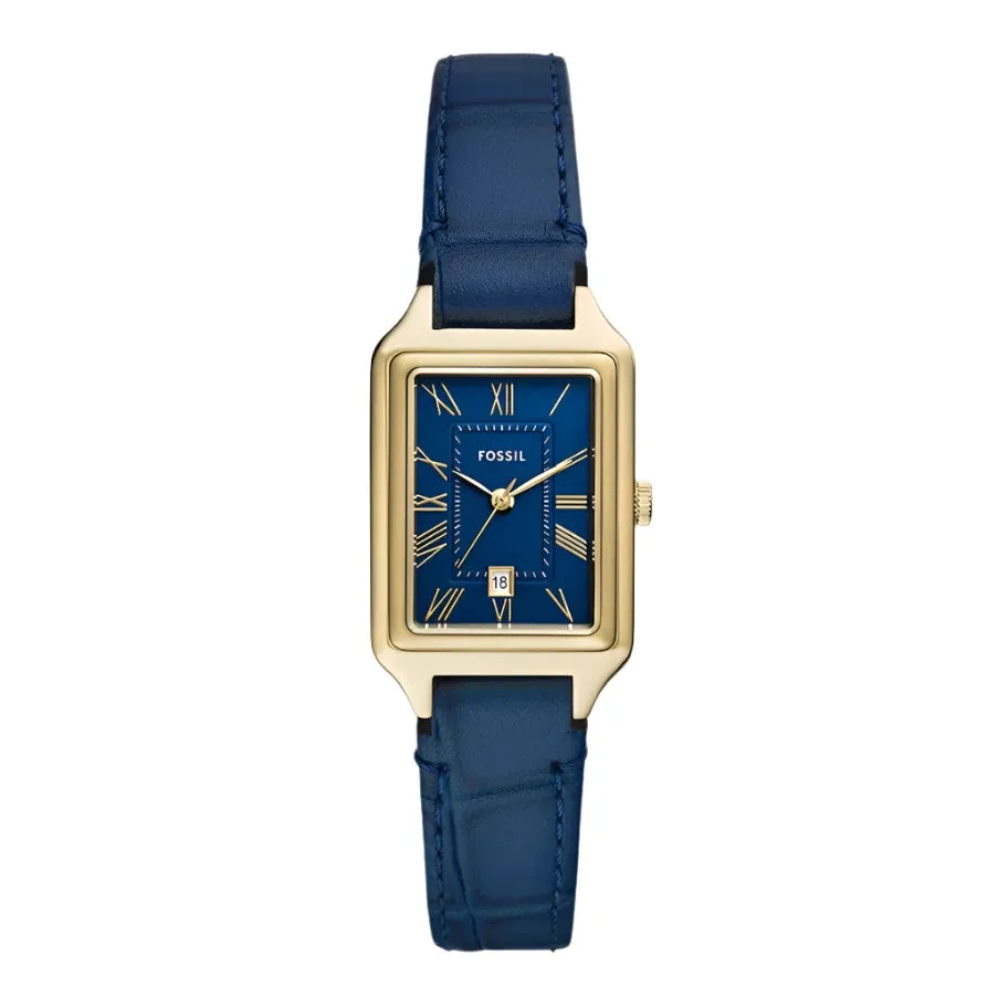 Fossil Raquel Ladies Three-Hand Date Navy Croco LiteHide™ Leather Watch