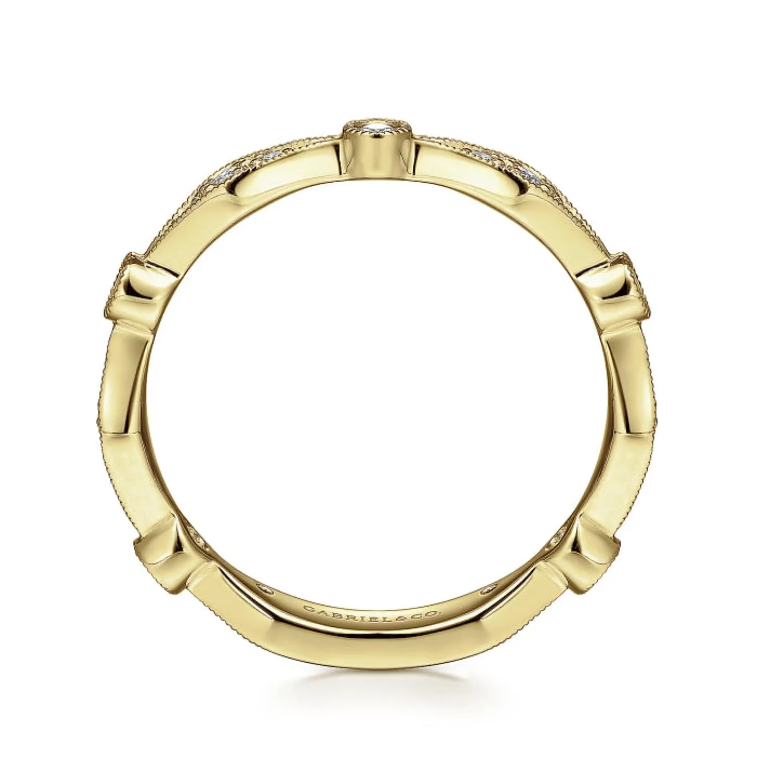 Gabriel & Co. "Vintage" Style Milgrain Stackable Diamond Ring