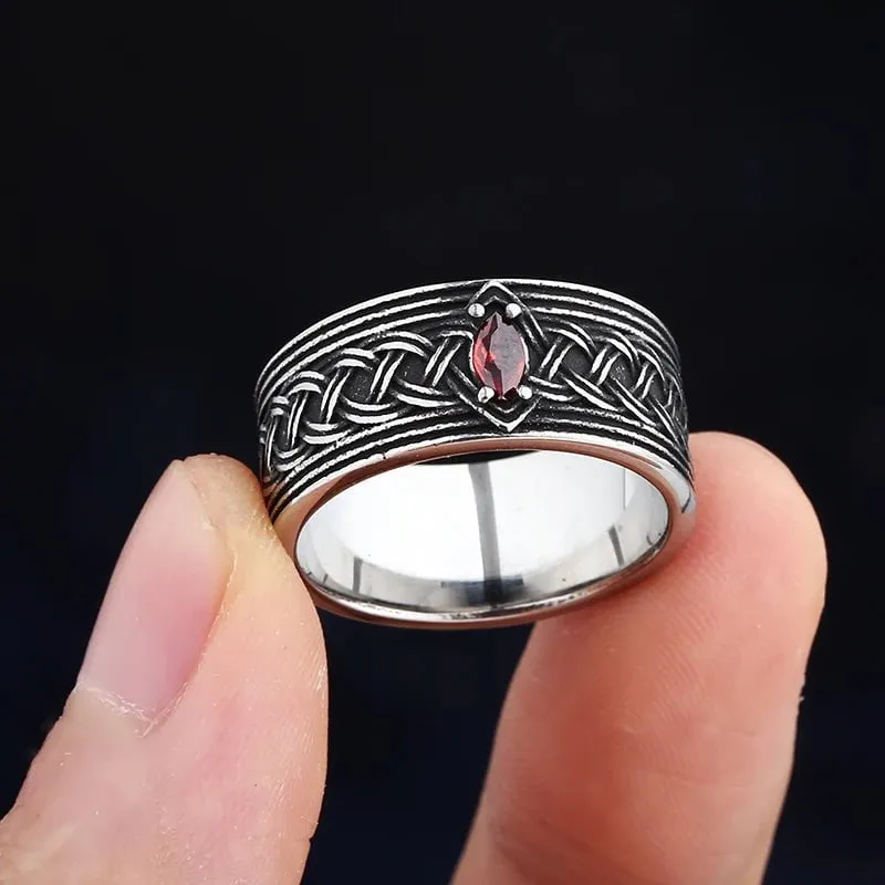Gemstone Men Vintage Nordic Viking Men Rings