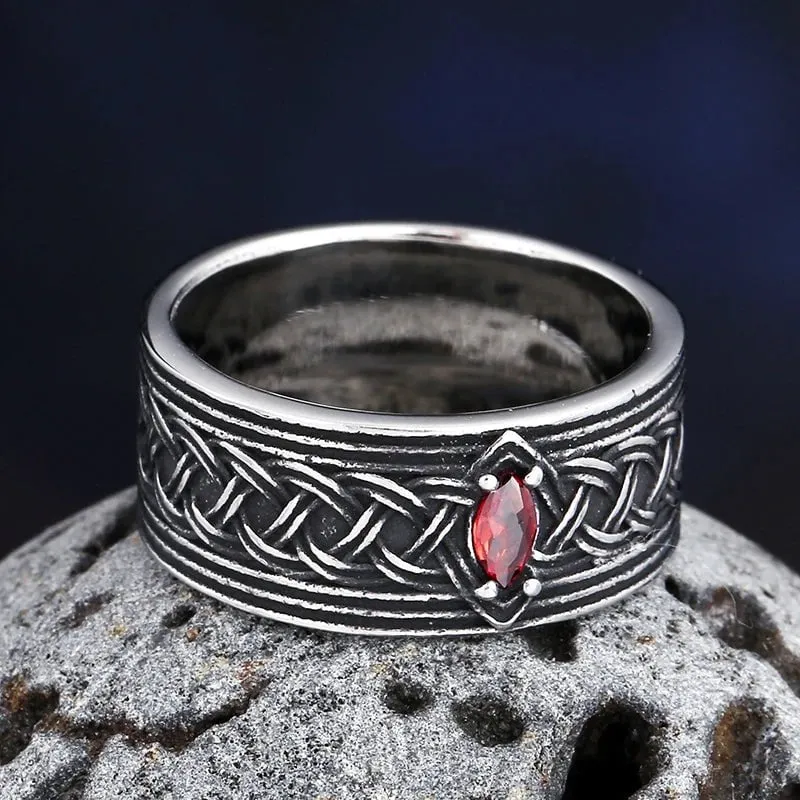 Gemstone Men Vintage Nordic Viking Men Rings