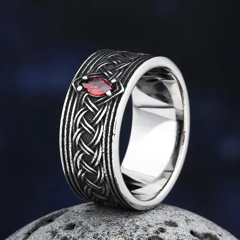 Gemstone Men Vintage Nordic Viking Men Rings