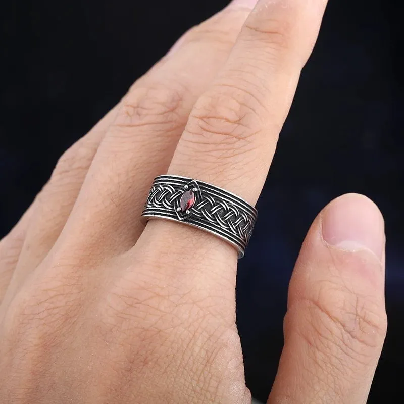 Gemstone Men Vintage Nordic Viking Men Rings