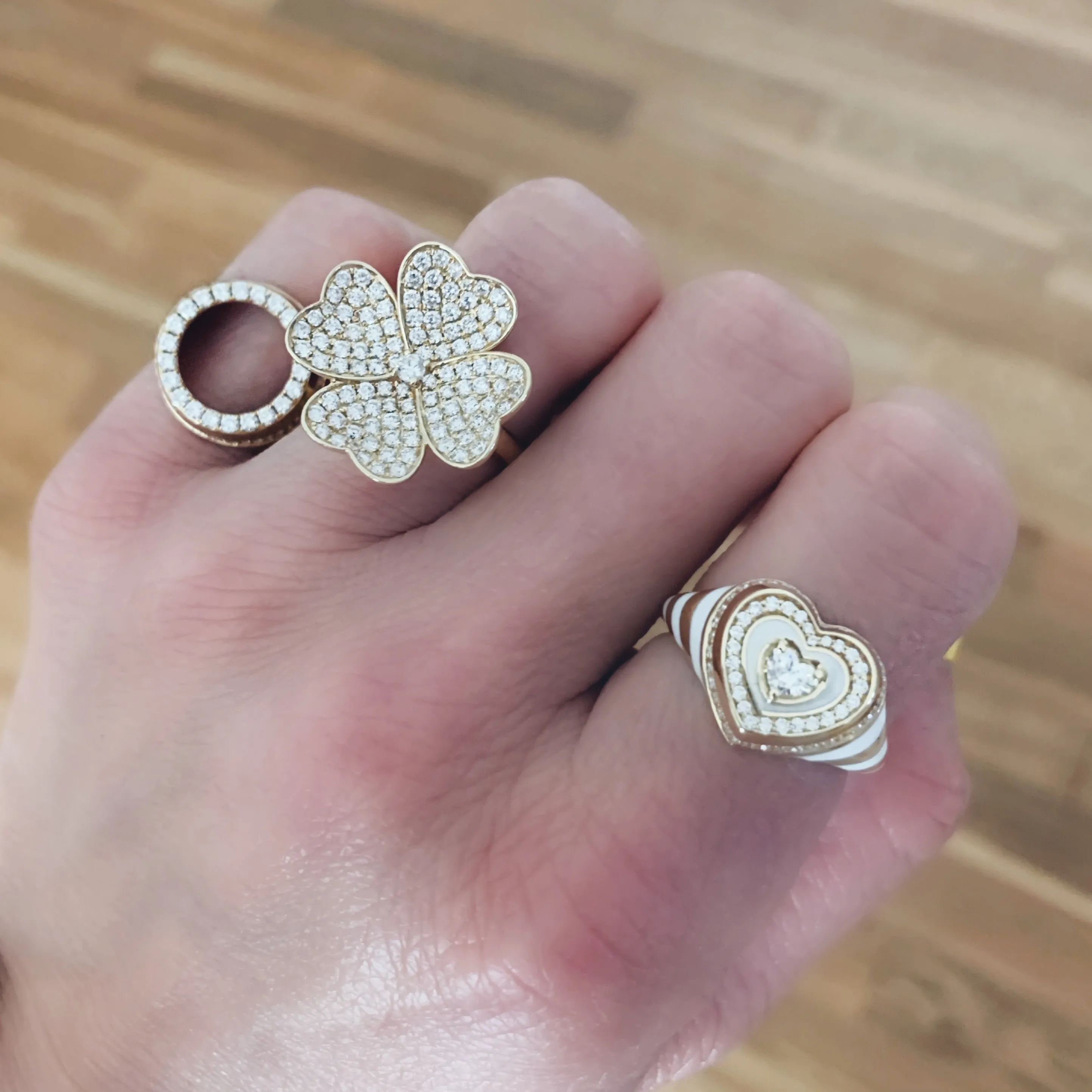 George Open Round Diamond Signet Ring