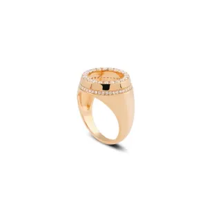 George Open Round Diamond Signet Ring