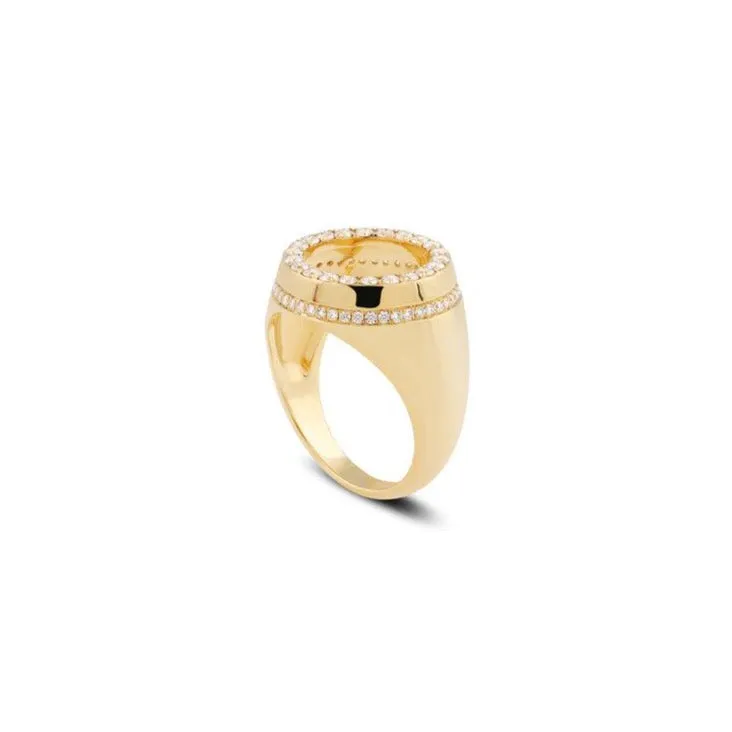 George Open Round Diamond Signet Ring