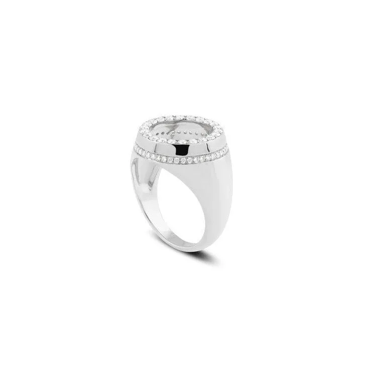 George Open Round Diamond Signet Ring