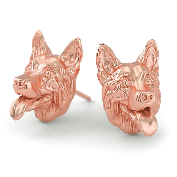 German Shepherd Breed Puppy Face Earring Studs