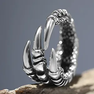 Get the Edgy Look with Stainless Steel Vintage Silver Eagle Animal Rings
