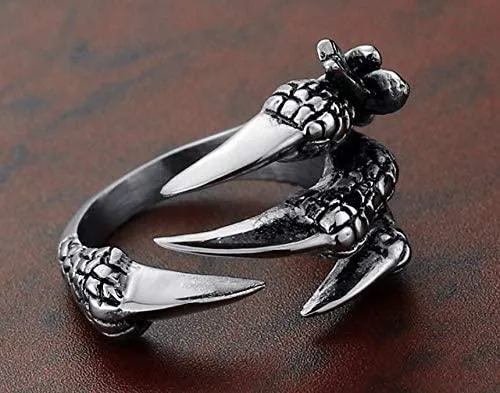 Get the Edgy Look with Stainless Steel Vintage Silver Eagle Animal Rings