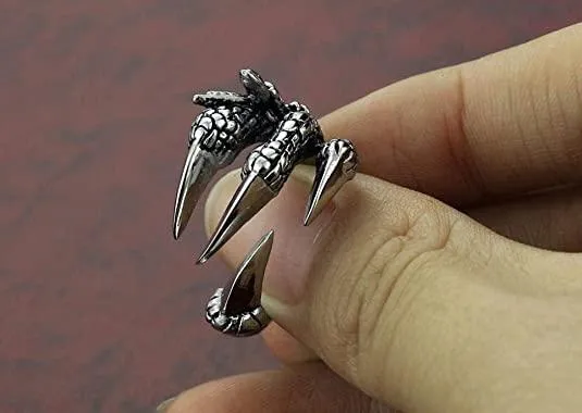 Get the Edgy Look with Stainless Steel Vintage Silver Eagle Animal Rings