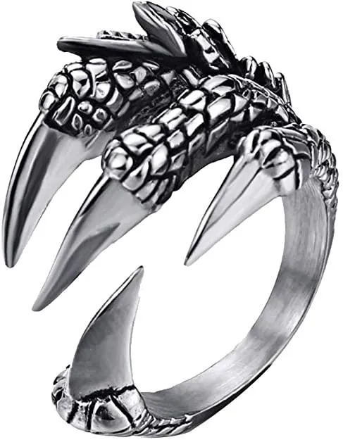 Get the Edgy Look with Stainless Steel Vintage Silver Eagle Animal Rings