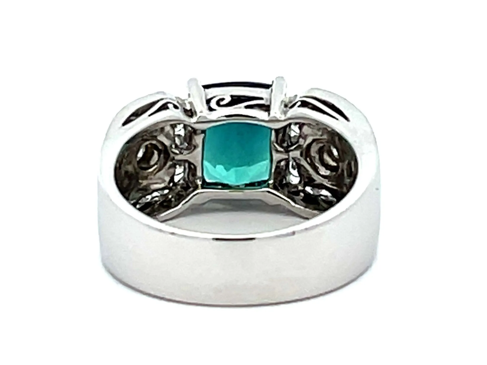 GIA Indicolite Tourmaline and Diamond Ring 14k White Gold