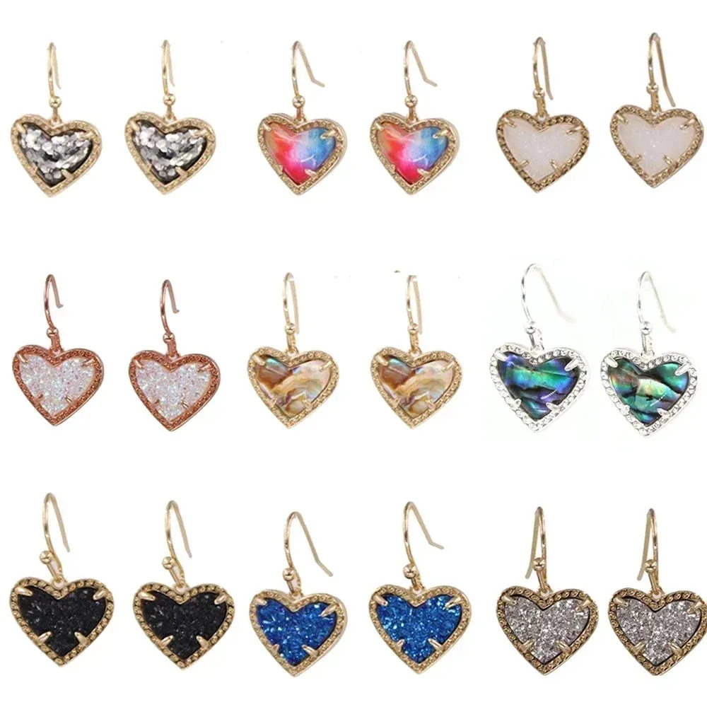 Gift Glitter Abalone Stone Small Heart Shaped 3D Resin Shell Mini Love Necklaces for Women Pendants